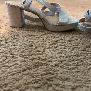 Elegant Silver Glitter Women's Heels